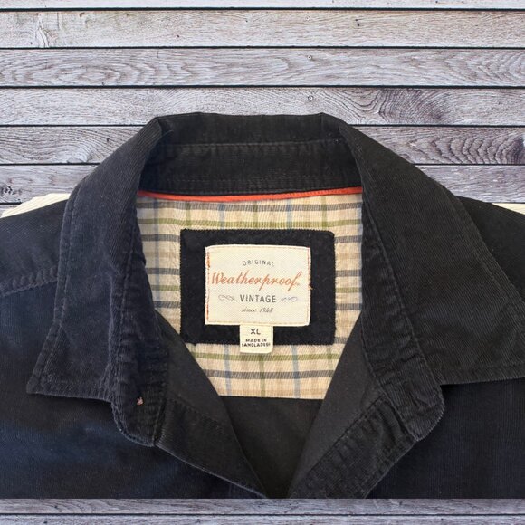 Weatherproof Mens Superfine Corduroy Long Sleeve Button Shirt in Moonless Night - Picture 6 of 8